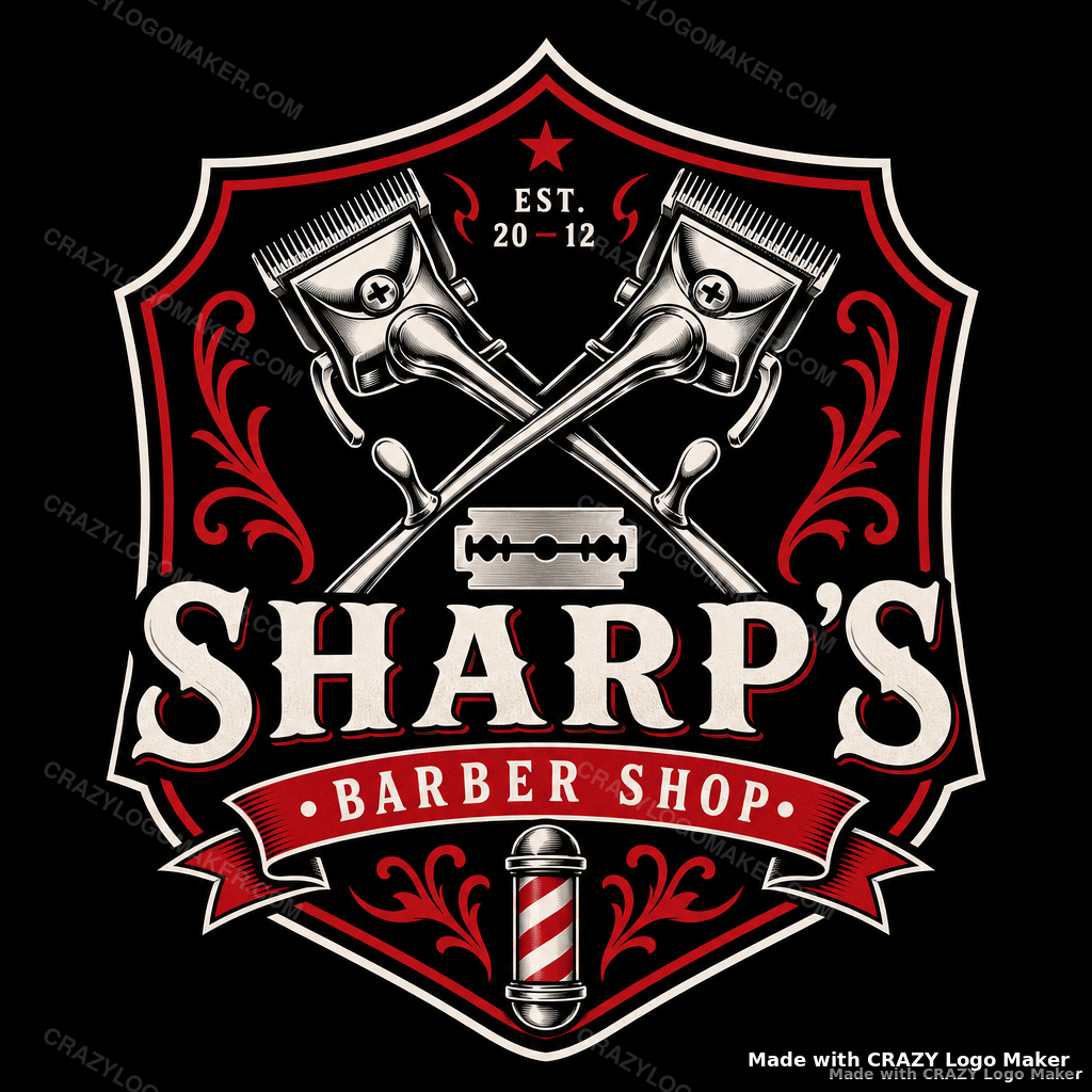 Barber style logo example made with Crazy Logo Maker